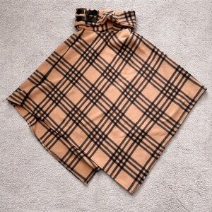 Plaid Tan Poncho Coat